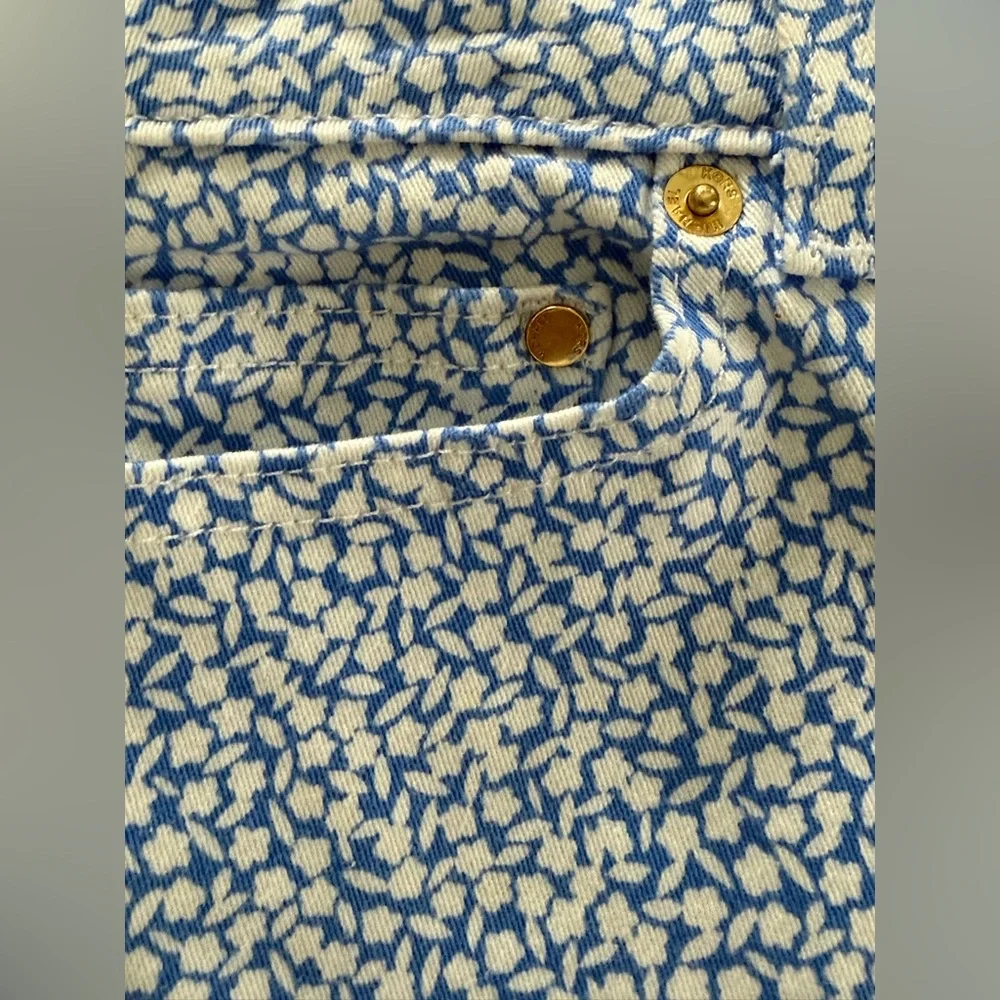 EUC Michael Kors‎ Izzy Cropped Skinny Blue & White Floral Jeans, Size 8P
